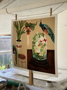 'Peacock And Bell Jar'. Fine Art Print, 6 of 6