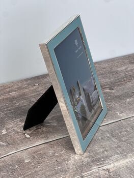 Isaac Jacobs Turquoise And Silver Tone Border Photo Frame, 3 of 3