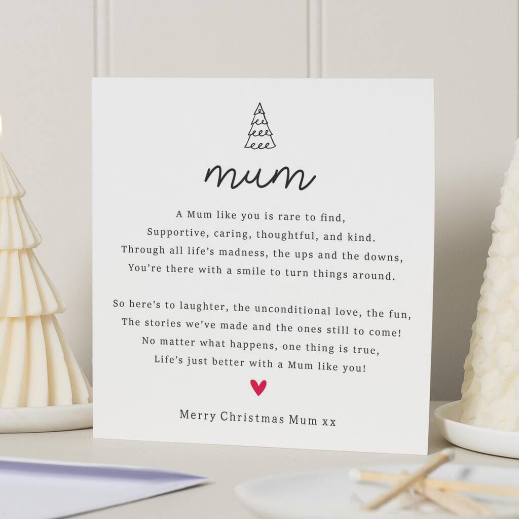 Personalised Christmas Card For Mum With Poem, 1 of 7
