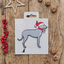 Christmas Lurcher Sighthound Dog Pin Badge, thumbnail 6 of 12