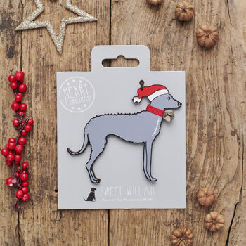 Christmas Lurcher Sighthound Dog Pin Badge, 6 of 12
