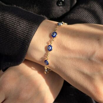 18ct Gold Plated Evil Eye Charm Bracelet, 2 of 5