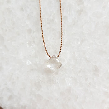 Minimalist Crystal Quartz Gemstone Silk Cord Necklace, 2 of 6