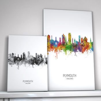 Plymouth Skyline Portrait Print And Box Canvas, 2 of 5