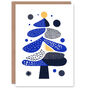 Modern Abstract Shapes Tree Xmas Christmas Card, thumbnail 1 of 4