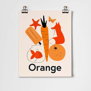 Favourite Colour Orange Children's Fine Art Print, 2 of 3