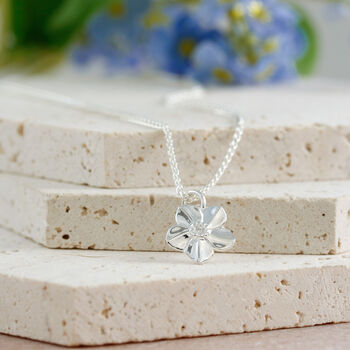 Forget Me Not Solid Personalised Silver Necklace, 2 of 9