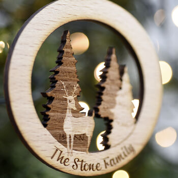 Personalised Woodland Scene Christmas Tree Decoration, 2 of 2