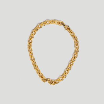 Octagon Link Chunky Gold Chain Necklace In 18 K Gold Plating, 4 of 11