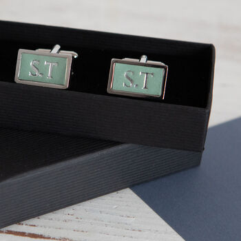 Personalised Leather Cuff Links, 3 of 4