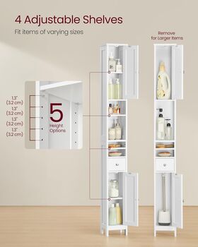 Slim Bathroom Storage Cabinet With Shelves, 4 of 7