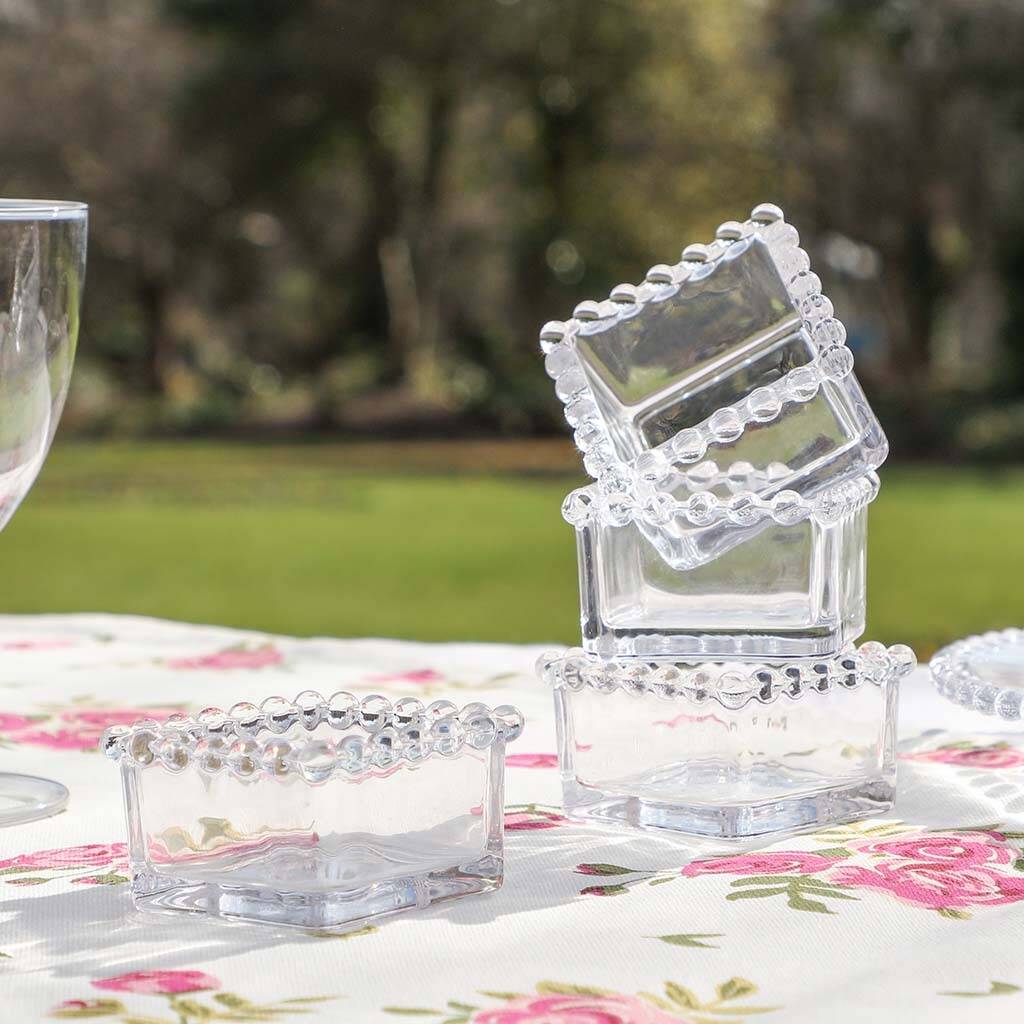 Four Bella Perle Mini Beaded Glass Serving Dishes By Dibor