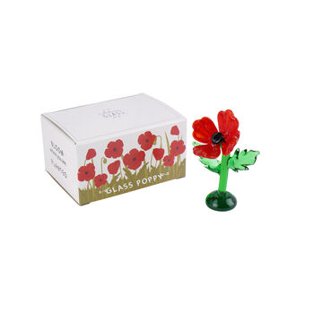 Artisan Glass Poppy In Gift Box | Collectable | Glass Ornament | Home Decor, 2 of 5
