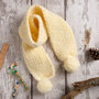 Kids Pom Pom Scarf And Beanie Hat Knitting Kit, thumbnail 2 of 10