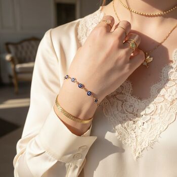 18ct Gold Plated Evil Eye Charm Bracelet, 2 of 3