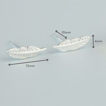 Sterling Silver Feather Stud Earrings, 5 of 6