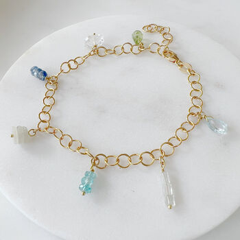 Tranquil Waters Gemstone Stack Charm Bracelet, 5 of 8