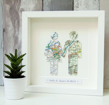 Personalised Couple Map Picture / Wedding Gift, 5 of 12