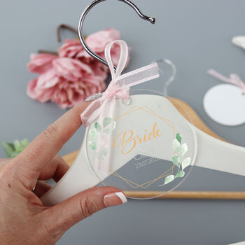Personalised Clear Wedding Hanger Tag Botanical, 4 of 5