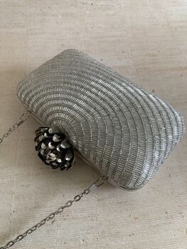Silver Lotus Clasp Rectangular Clutch Bag, 5 of 11
