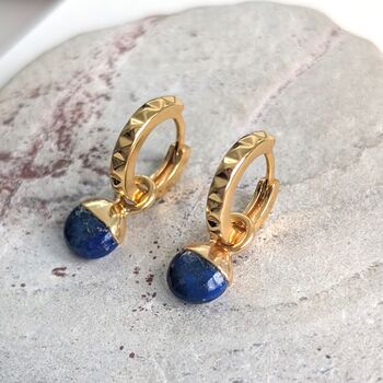 The Orb Lapis Lazuli September Birthstone Earrings, 2 of 6