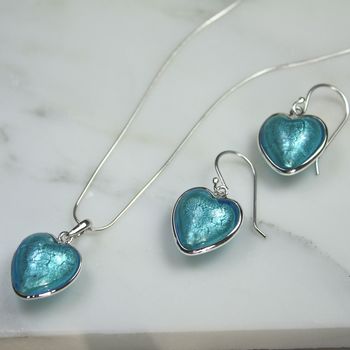 Heart Necklace And Earring Set In Murano Glass, 7 of 12