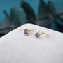 Amethyst Purple 4mm Cz Huggie Hoop Earrings, thumbnail 8 of 12