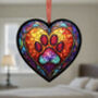 A Paw Print Stained Glass Effect Heart Suncatcher, thumbnail 5 of 5