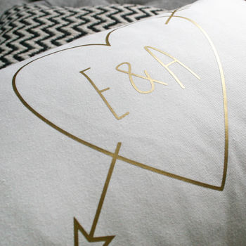 Personalised Gold Initials Cupid Cushion, 2 of 2