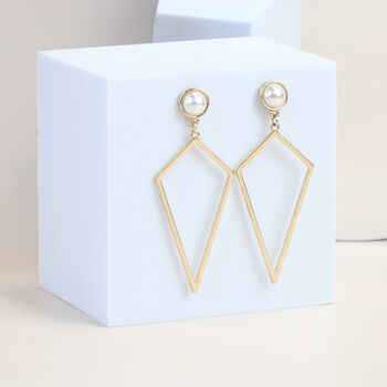 Gold Plated Drop Triangle Earrings, 4 of 6