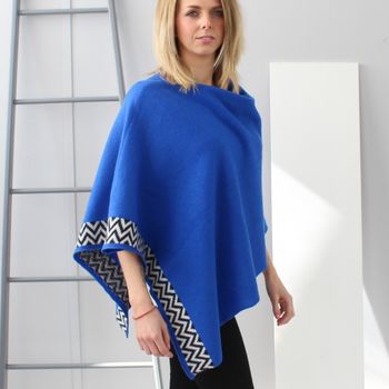 Electric Blue Lambswool Knitted Poncho, 5 of 8