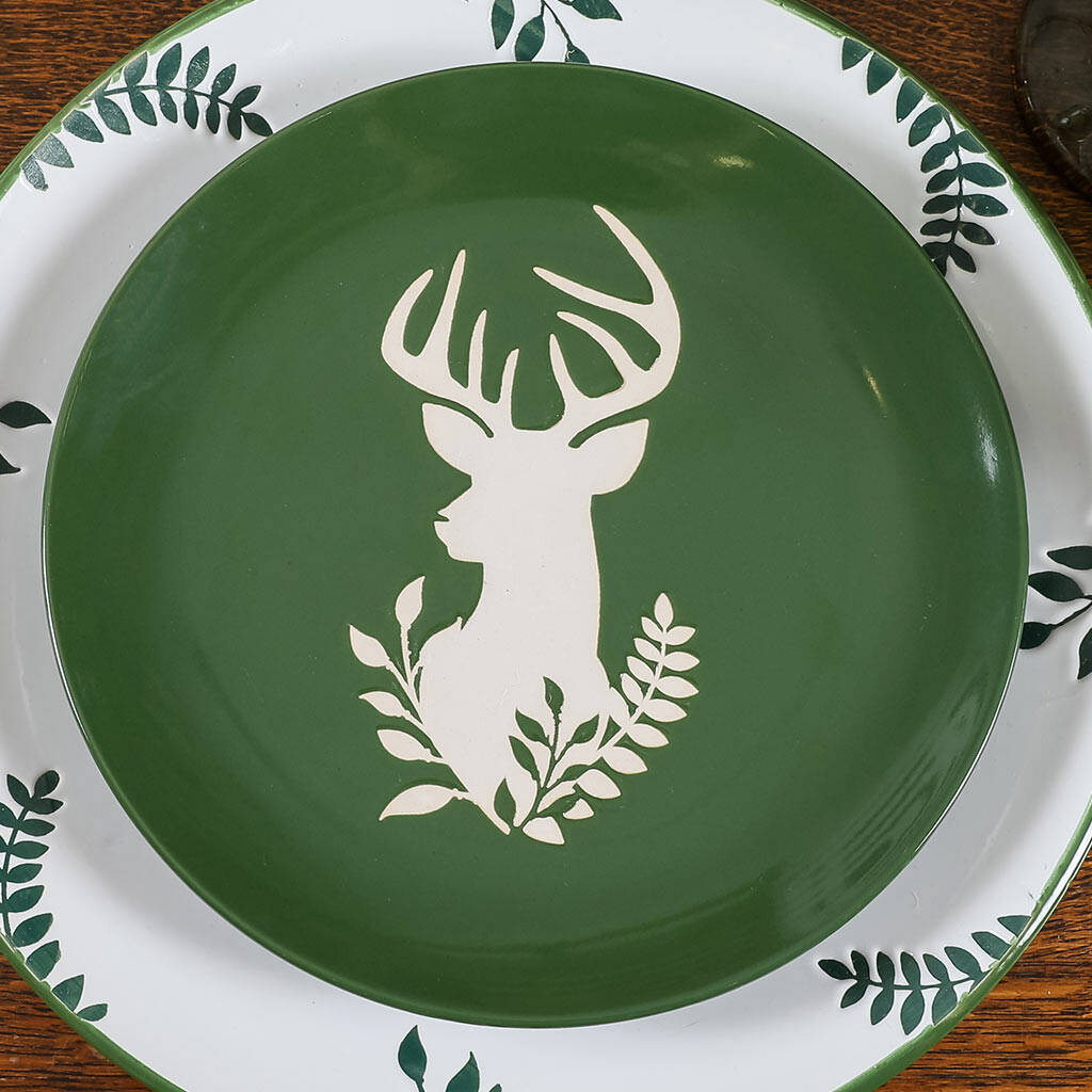 Set Of Four Christmas Reindeer Side Plates By Dibor | notonthehighstreet.com