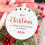 Personalised First Christmas As Nanny And Grandad Gift Ornament, thumbnail 1 of 7