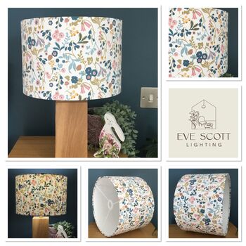 Ashbee Teal Blush Pink Floral Drum Lampshade, 9 of 9