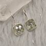 Green Amethyst Square Drop Silver Earrings, thumbnail 1 of 7