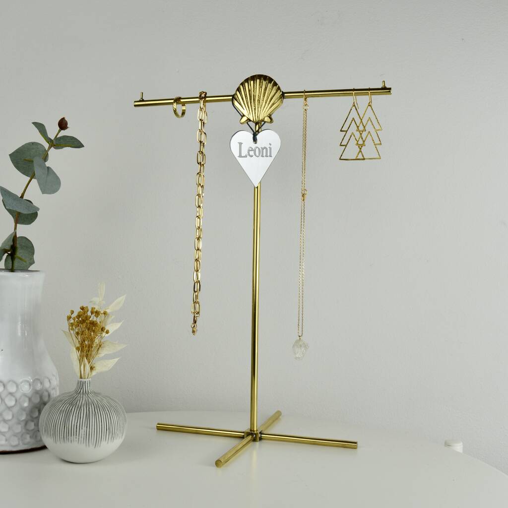 Personalised Shell Gold Jewellery Stand, 1 of 8