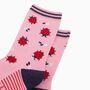 Women's Bamboo Socks Pink Red Ladybirds, thumbnail 2 of 4