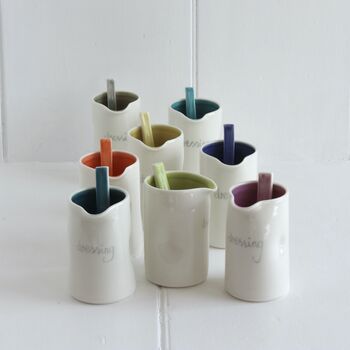 Handmade Colourful Porcelain Dressing Jug And Spoon, 12 of 12