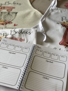 Personalised Baking Apron Gift, Custom Watercolor Apron, Tea Towel Or Recipe Book, 9 of 10