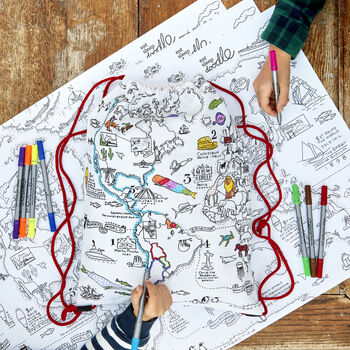 Colour In World Map Backpack Kit + 10 Pens, 4 of 7