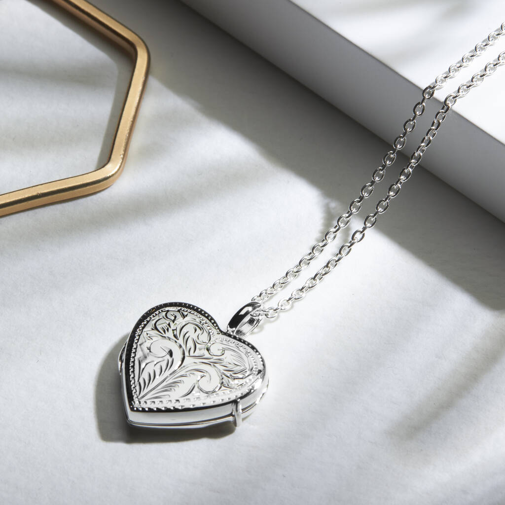 Personalised Silver Heart Locket With Full Scroll, 1 of 12