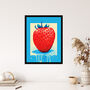 Single Strawberry Bright Fun Kitchen Wall Art Print, thumbnail 4 of 6