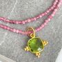 Pink Tourmaline Beaded Necklace With Gemstone Charm, thumbnail 1 of 6