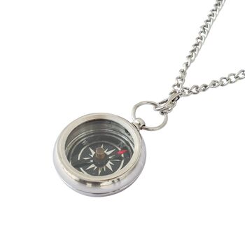 Personalised Silver Colour Compass Necklace Gift, 7 of 12
