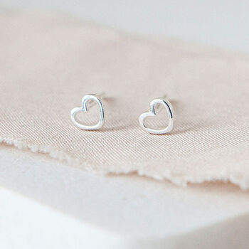 Tiny Sterling Silver Heart Stud Earrings, 3 of 10