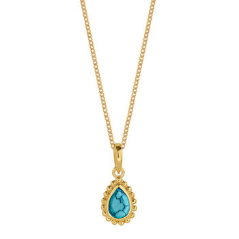 December Birthstone Turquoise Gold Plated Huggie Hoop Earrings, 6 of 12