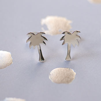 Palm Tree Sterling Silver Stud Earrings, 4 of 10