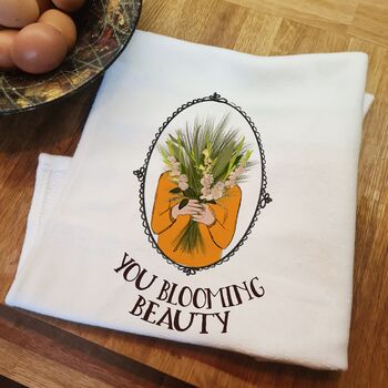 Personalised August Birth Flower Tea Towel, 6 of 9