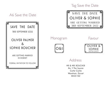 Art Deco Wedding Invitation Stamp, 5 of 11