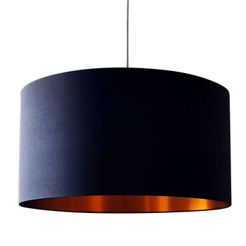 Jet Black Cotton Lampshades With Copper Or Gold Lining, 3 of 11